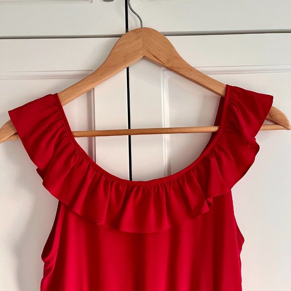 Amanda Uprichard Cocktail Party Red Ruffle Silk Sleeveless Dress, Size P/XS - Picture 5 of 8